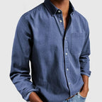 Camisa de hombre clásica de mangas largas con bolsillo, confeccionada en tejido suave y transpirable, perfecta para oficina y ocasiones casuales. 6