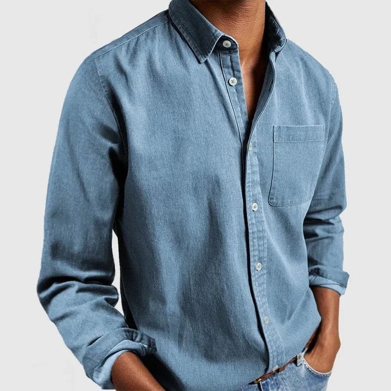 Camisa de hombre clásica de mangas largas con bolsillo, confeccionada en tejido suave y transpirable, perfecta para oficina y ocasiones casuales. 7