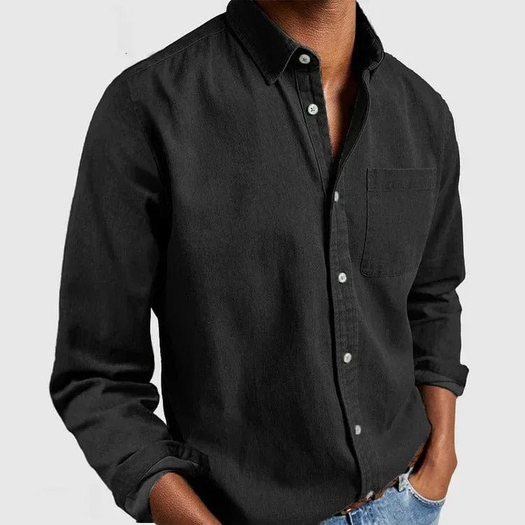 Camisa de hombre clásica de mangas largas con bolsillo, confeccionada en tejido suave y transpirable, perfecta para oficina y ocasiones casuales. 8