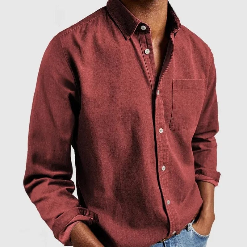Camisa de hombre clásica de mangas largas con bolsillo, confeccionada en tejido suave y transpirable, perfecta para oficina y ocasiones casuales. 9