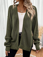 Cárdigan de mujer de punto calado con hombros caídos, casual y versátil para otoño, disponible en tallas S-3 0