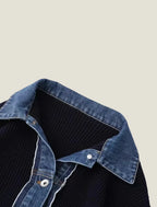 Cárdigan mujer de punto gris con cuello clásico y detalle en contraste, ideal para primavera y otoño, mostrando un estilo elegante y cómodo. 2