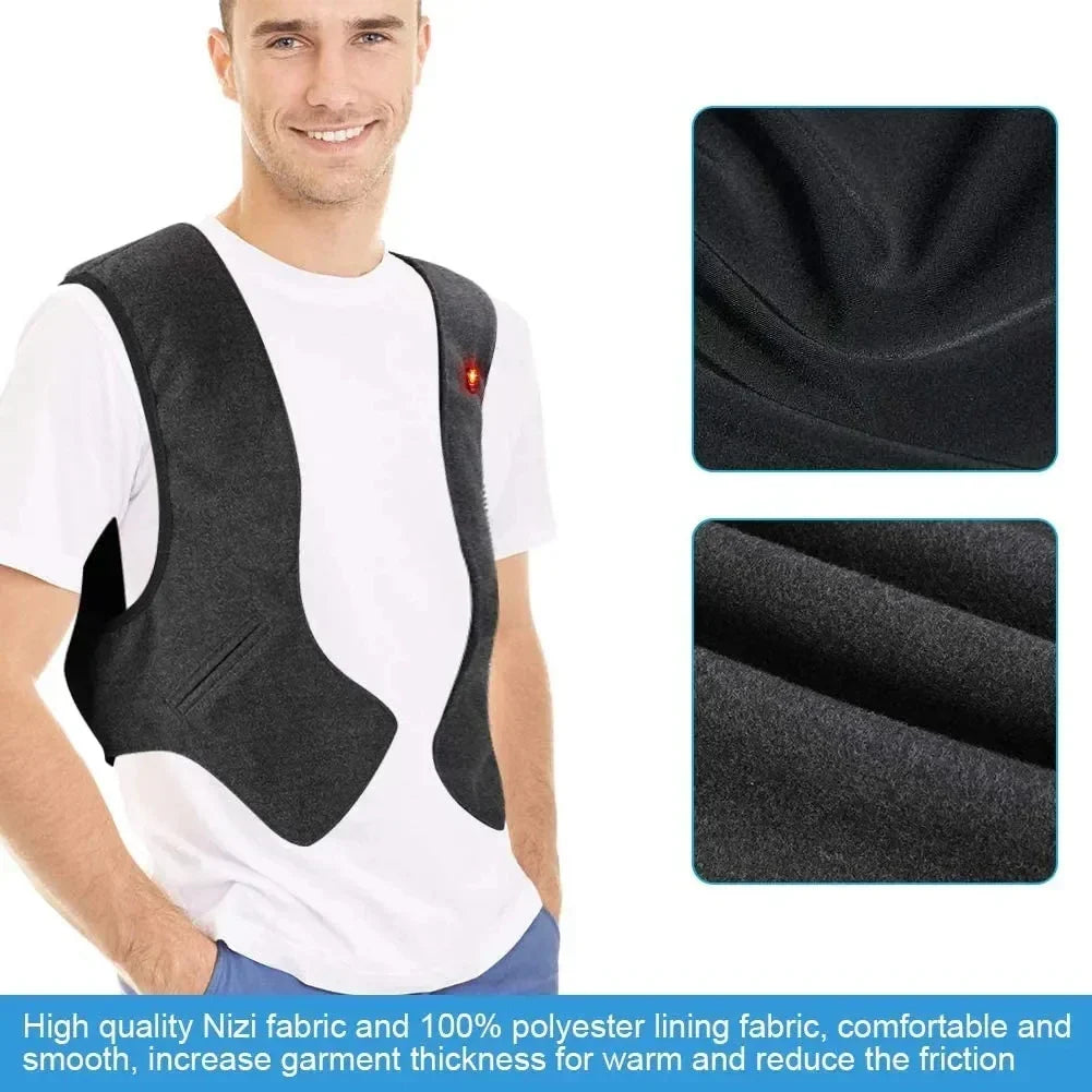 Chaleco calefactable eléctrico sin mangas con calefacción USB, ideal para actividades al aire libre, fabricado en poliéster. 2