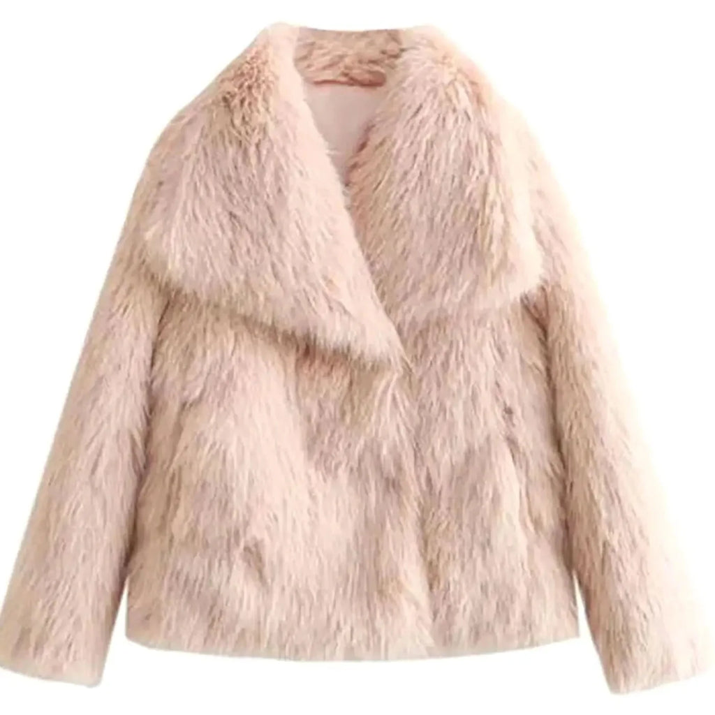 Chaqueta de cuero corta para mujer con textura suave y diseño abierto, ideal para un ajuste relajado en otoño e invierno. 7