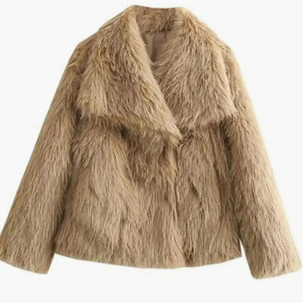 Chaqueta de cuero corta para mujer con textura suave y diseño abierto, ideal para un ajuste relajado en otoño e invierno. 8