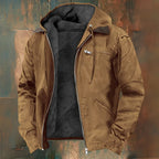 Chaqueta de hombre de invierno en color caqui, con forro polar y capucha integrada, diseño casual y resistente al agua, ideal para cl 0