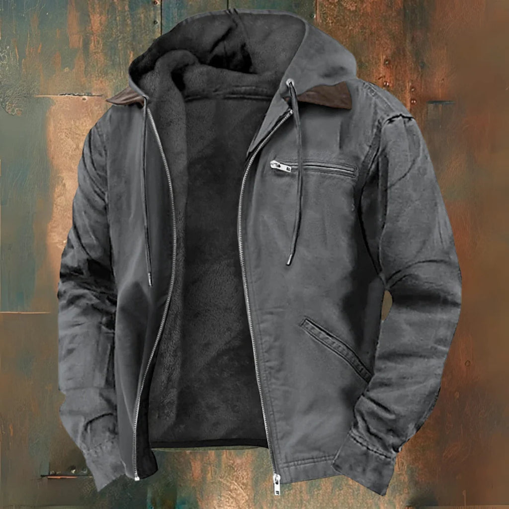Chaqueta de hombre de invierno en color caqui, con forro polar y capucha integrada, diseño casual y resistente al agua, ideal para cl 2