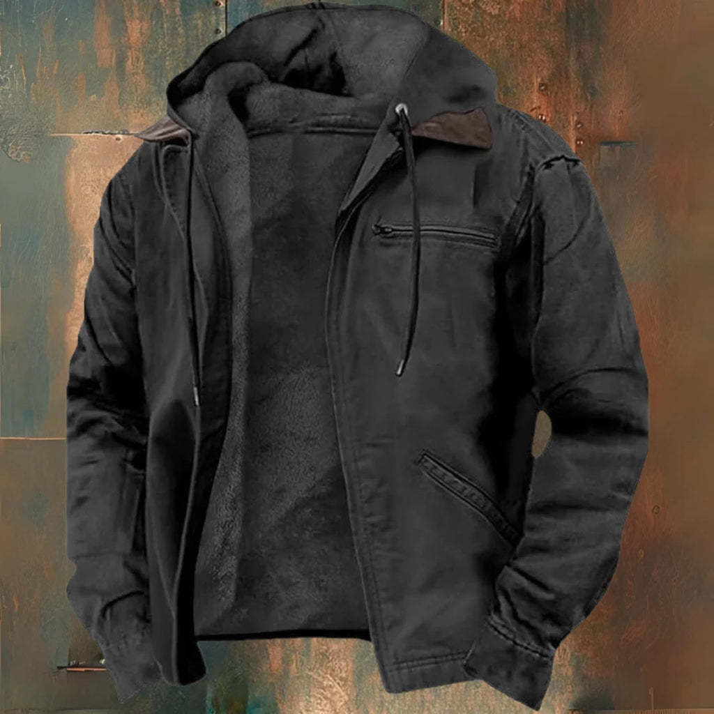 Chaqueta de hombre de invierno en color caqui, con forro polar y capucha integrada, diseño casual y resistente al agua, ideal para cl 4