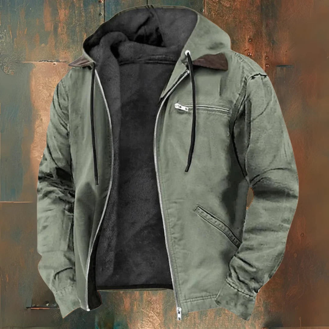 Chaqueta de hombre de invierno en color caqui, con forro polar y capucha integrada, diseño casual y resistente al agua, ideal para cl 5