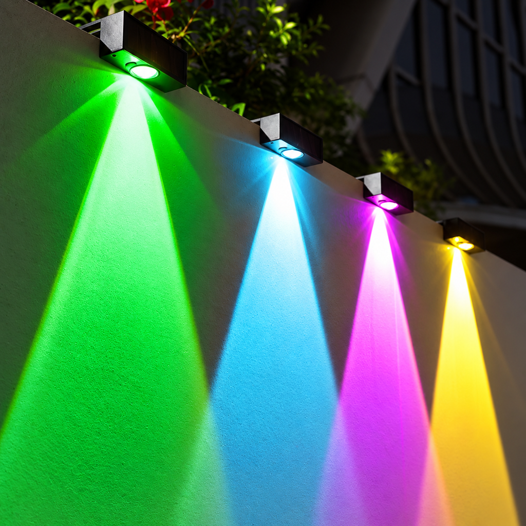 Lámpara Solar Exterior con Sensor Automático y Cambio de Color RGB - IP65 para Jardín y Patio