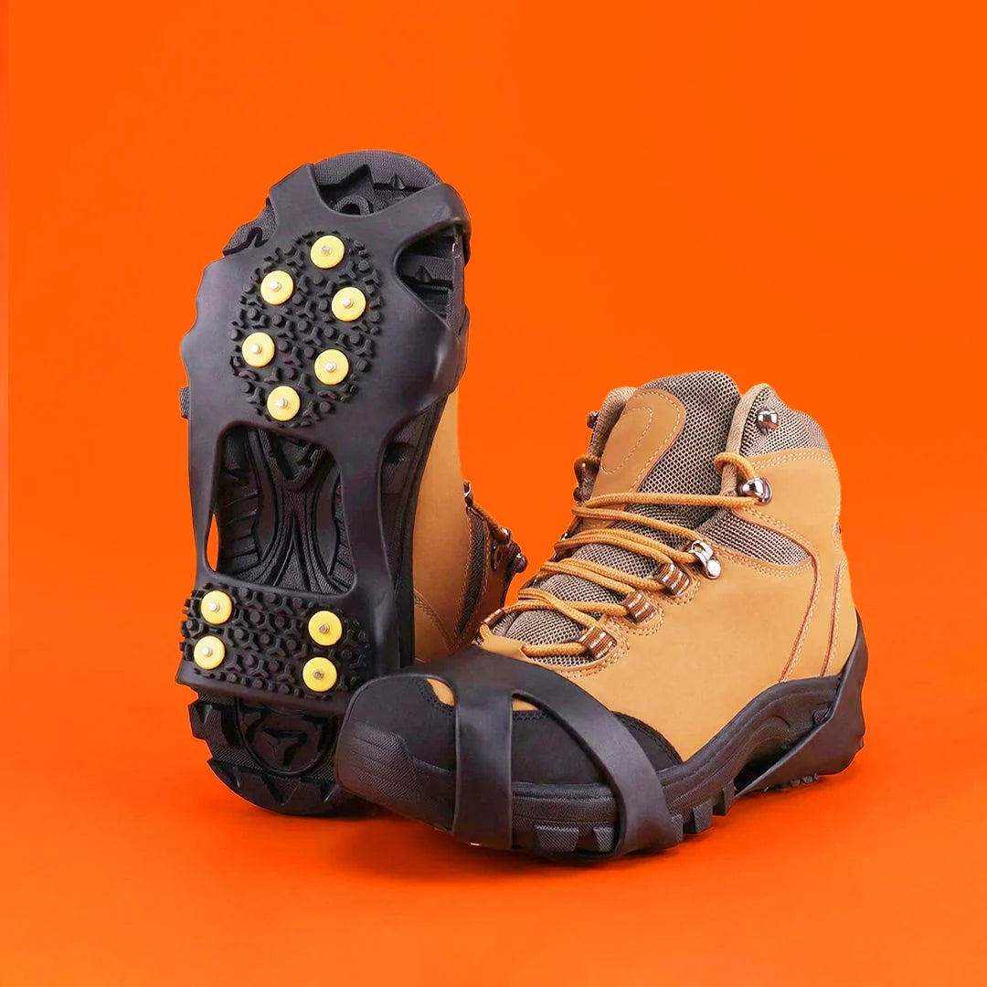 Clavos para zapatos diseñados para tracción en hielo y nieve, con un diseño flexible y ajuste seguro, fabricados en caucho y acero. 0