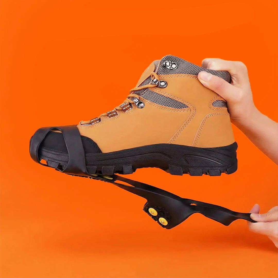 Clavos para zapatos diseñados para tracción en hielo y nieve, con un diseño flexible y ajuste seguro, fabricados en caucho y acero. 1