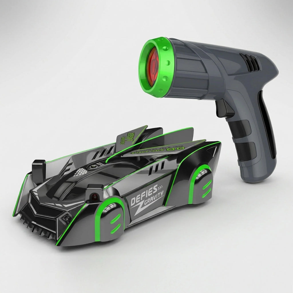Coche teledirigido trepador de pared con control remoto láser y batería recargable USB, ideal para diversión en interiores. 2