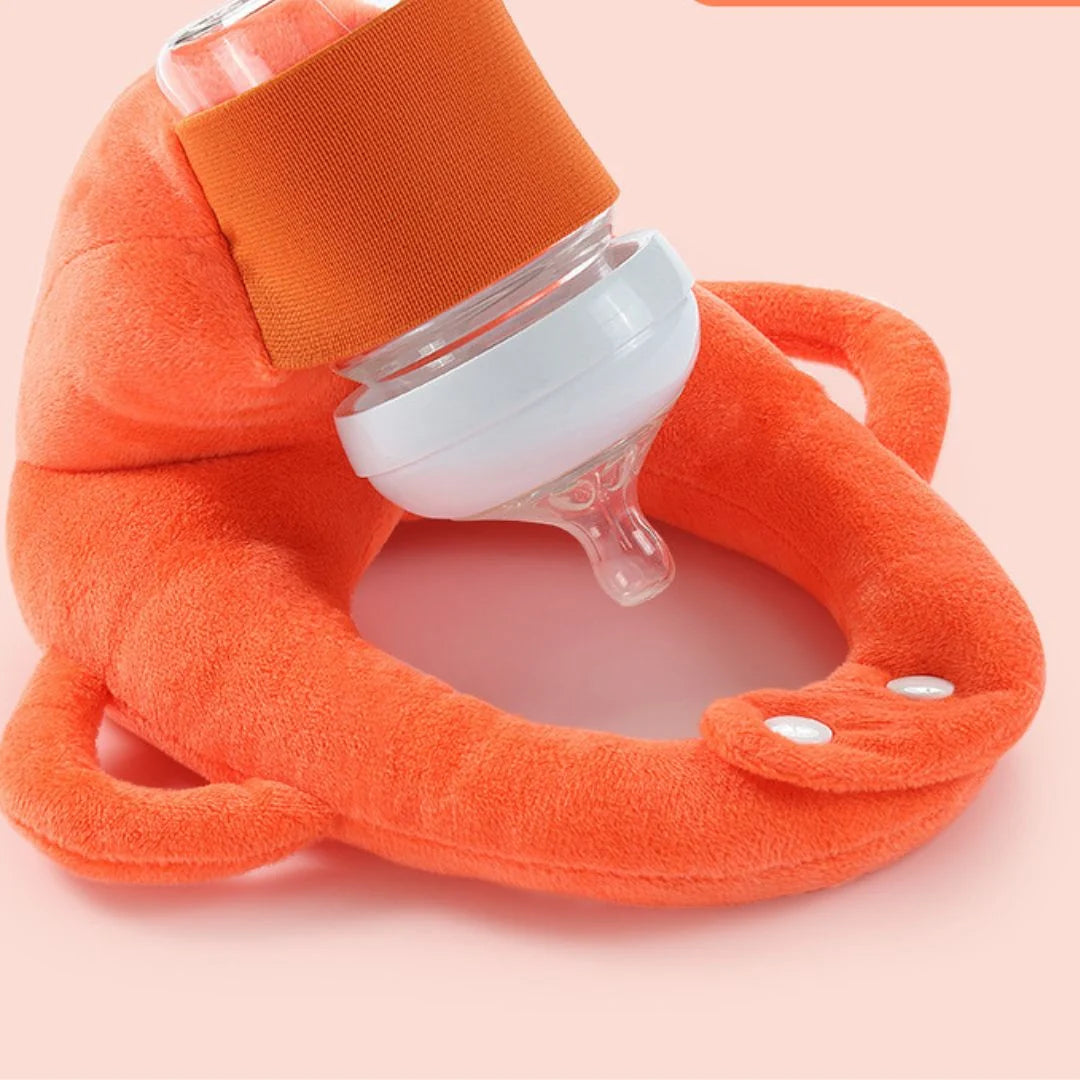 Cojín portabiberones acolchado con correa elástica y tejido de malla transpirable, ideal para la alimentación supervisada de bebés 4