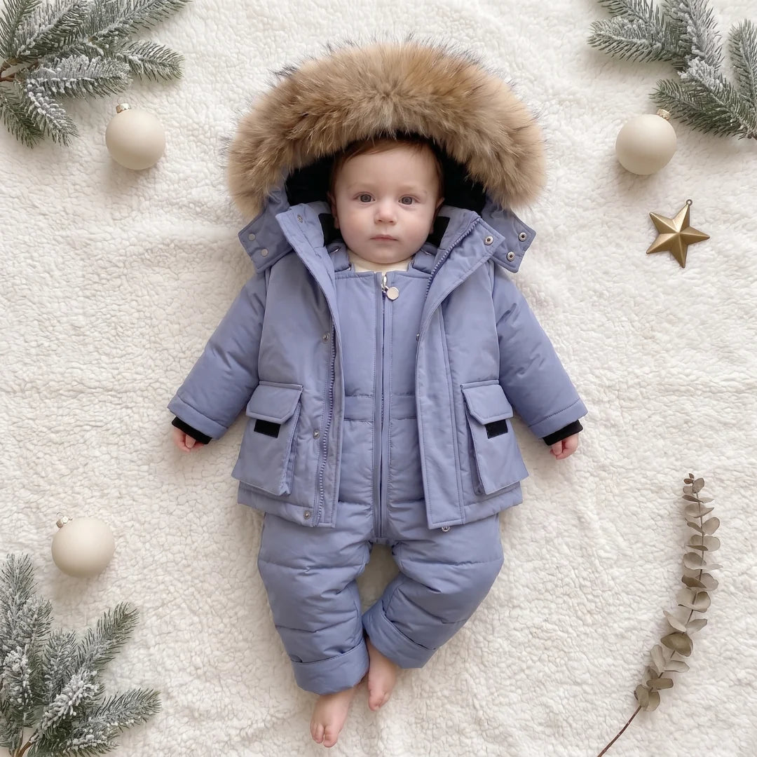 Conjunto acolchado para bebé con chaqueta y pantalón, ideal para invierno, fabricado en poliéster suave y cálido, disponible en 5