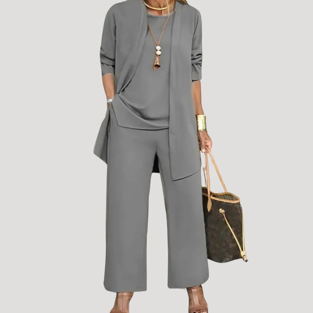Conjunto chándal mujer de 3 piezas con pantalón ancho y capa larga, estilo suelto y cómodo, ideal para diversas ocasiones. 2