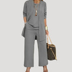 Conjunto chándal mujer de 3 piezas con pantalón ancho y capa larga, estilo suelto y cómodo, ideal para diversas ocasiones. 2