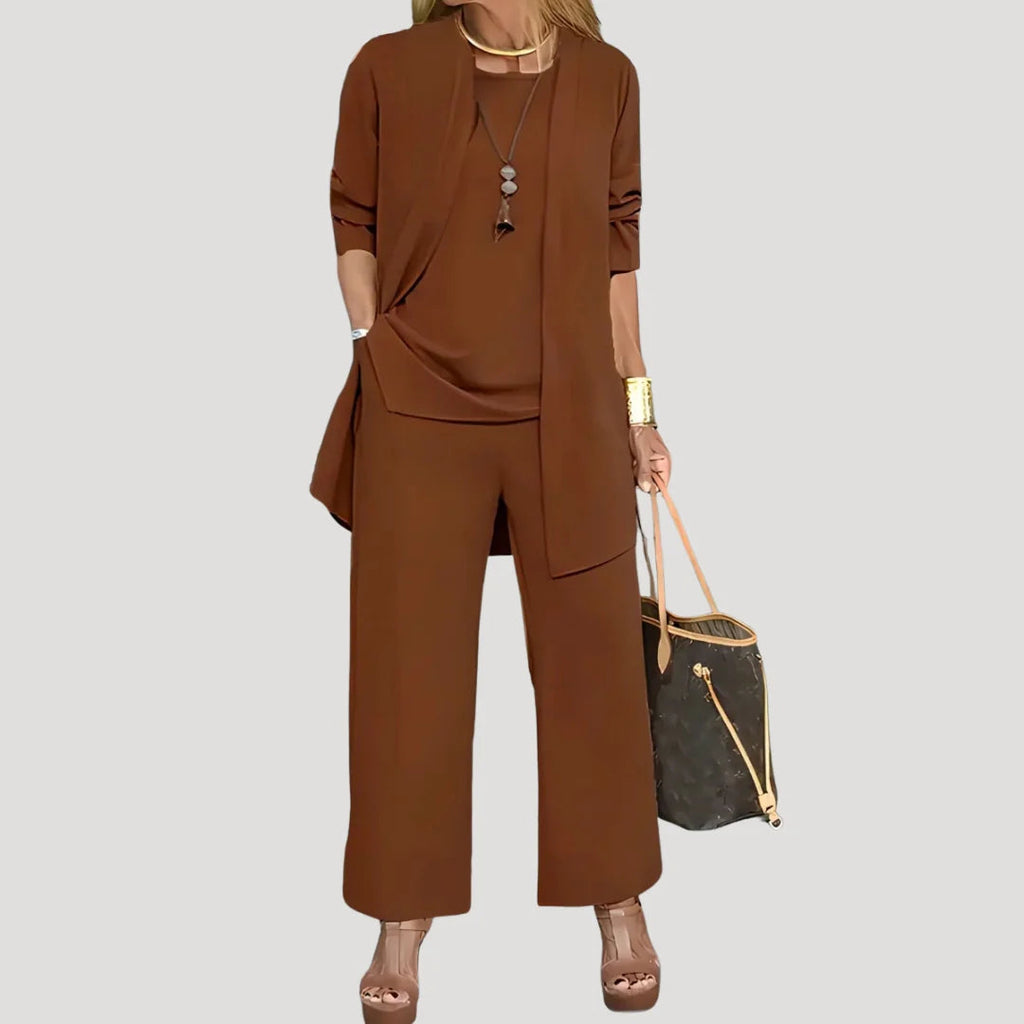 Conjunto chándal mujer de 3 piezas con pantalón ancho y capa larga, estilo suelto y cómodo, ideal para diversas ocasiones. 4