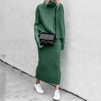 Conjunto de punto para mujer que incluye un top de manga larga y una falda maxi, ideal para un look casual elegante. 1