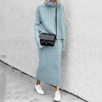 Conjunto de punto para mujer que incluye un top de manga larga y una falda maxi, ideal para un look casual elegante. 3