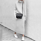 Conjunto de punto para mujer que incluye un top de manga larga y una falda maxi, ideal para un look casual elegante. 5