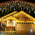 Cortina de luces navideñas para exterior de 4 metros con efecto centelleante y resistencia al agua IP44, ideal para decorar espacios 0