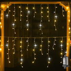 Cortina de luces navideñas para exterior de 4 metros con efecto centelleante y resistencia al agua IP44, ideal para decorar espacios 2