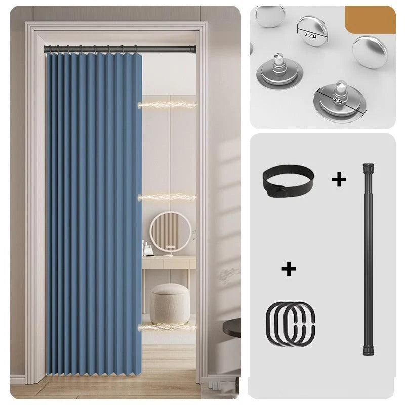 Cortina para puerta acordeón con cierre magnético automático, fácil instalación sin taladrar, fabricada en fibra de poliéster, tamaño 3