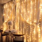Cortina de luces navideña USB de 200/300 LEDs multicolor, con ocho modos de iluminación y resistencia al agua, ideal para 0