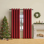 Cortina de poliéster con ojales y diseño a cuadros en estilo clásico, dimensiones 132 x 213 cm, ideal para decorar y 0