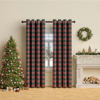 Cortina de poliéster con ojales y diseño a cuadros en estilo clásico, dimensiones 132 x 213 cm, ideal para decorar y 1