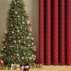 Cortina de poliéster con ojales y diseño a cuadros en estilo clásico, dimensiones 132 x 213 cm, ideal para decorar y 2