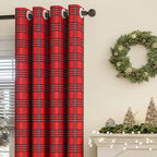 Cortina de poliéster con ojales y diseño a cuadros en estilo clásico, dimensiones 132 x 213 cm, ideal para decorar y 4