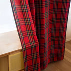 Cortina de poliéster con ojales y diseño a cuadros en estilo clásico, dimensiones 132 x 213 cm, ideal para decorar y 6