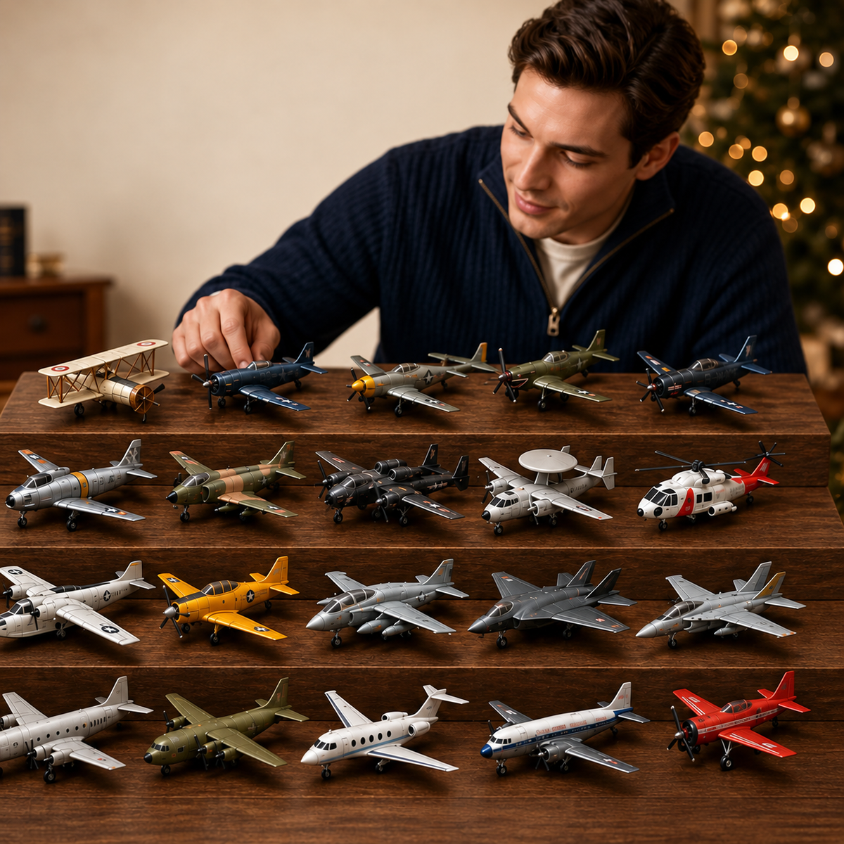 Calendario de Adviento de Aviones Coleccionables con 24 Miniaturas en Estuche de Lujo