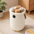 Cubo calentador de toallas de 20L con temporizador LED y difusor de aromas en plástico blanco o caqui claro, ideal 1