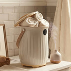 Cubo calentador de toallas de 20L con temporizador LED y difusor de aromas en plástico blanco o caqui claro, ideal 2