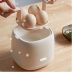 Cuecehuevos eléctrico compacto en plástico y acero inoxidable blanco, con 6 programas de cocción para preparar huevos de forma fácil y rápida. 0