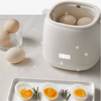Cuecehuevos eléctrico compacto en plástico y acero inoxidable blanco, con 6 programas de cocción para preparar huevos de forma fácil y rápida. 4
