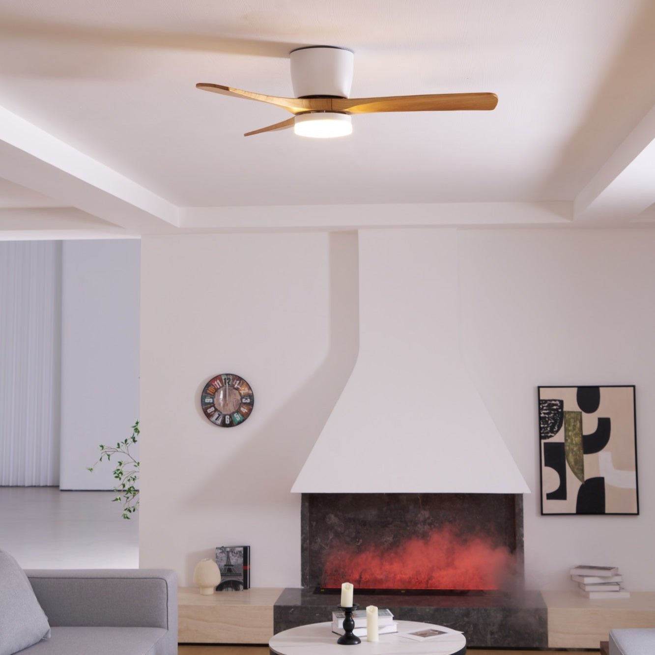Ventilador De Techo Moderno De Madera - LED Integrado