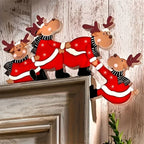 Decoración navideña de madera con motivos de renos para marcos de puerta, adornos festivos reutilizables ideales para interiores. 3