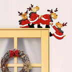 Decoración navideña de madera con motivos de renos para marcos de puerta, adornos festivos reutilizables ideales para interiores. 4