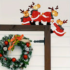 Decoración navideña de madera con motivos de renos para marcos de puerta, adornos festivos reutilizables ideales para interiores. 5