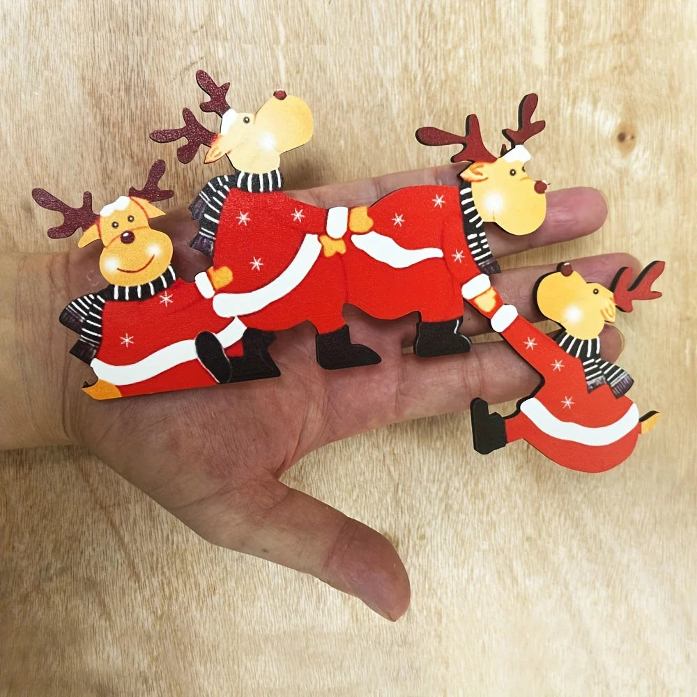 Decoración navideña de madera con motivos de renos para marcos de puerta, adornos festivos reutilizables ideales para interiores. 6