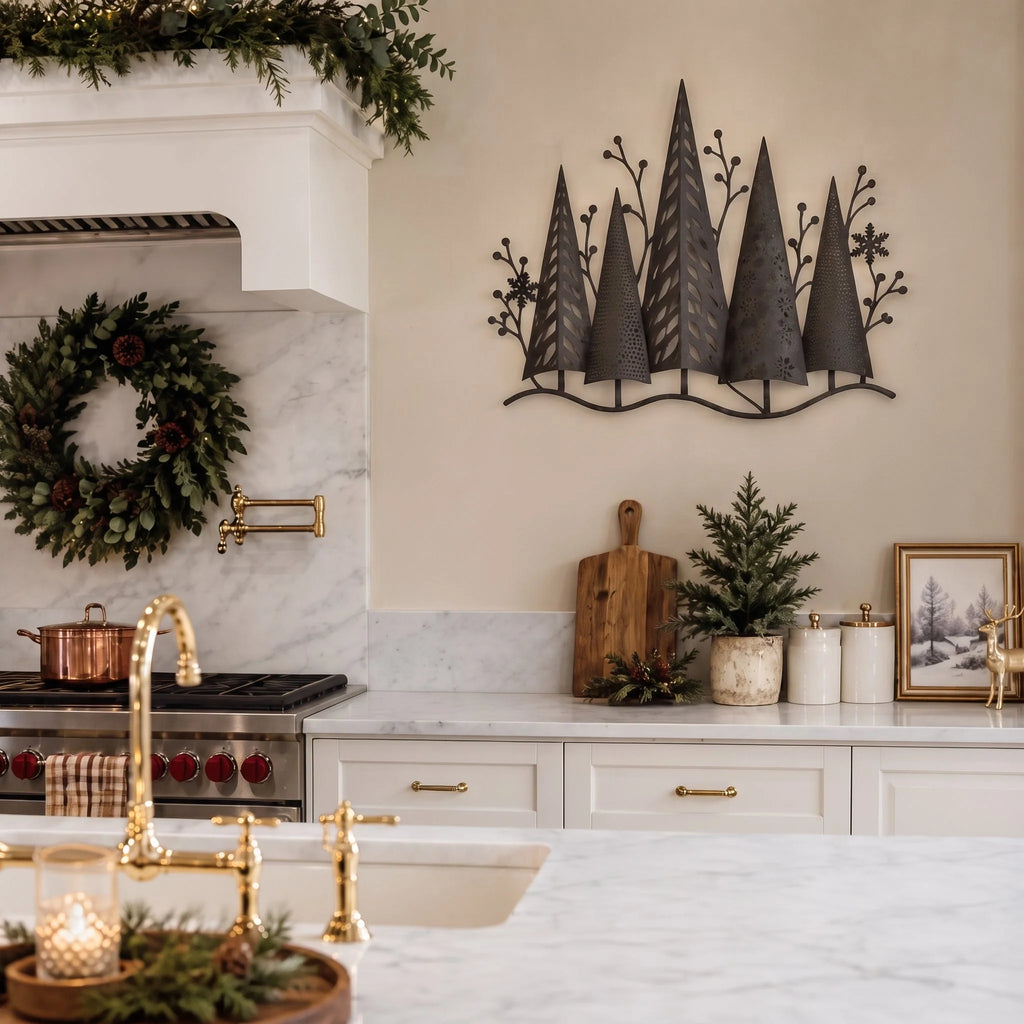 Decoración de pared de metal con iluminación LED y control remoto, diseño navideño en capas, ideal para embellecer espacios durante las festividades 4