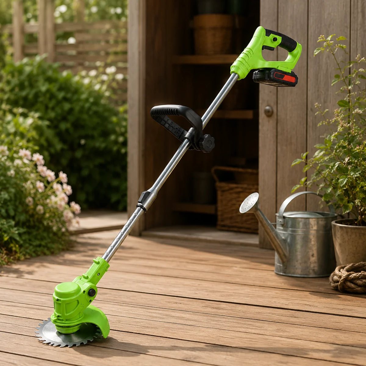 Desbrozadora inalámbrica 21V con mango ajustable ergonómico, ideal para jardinería, ligera y portátil para un fácil manejo 0