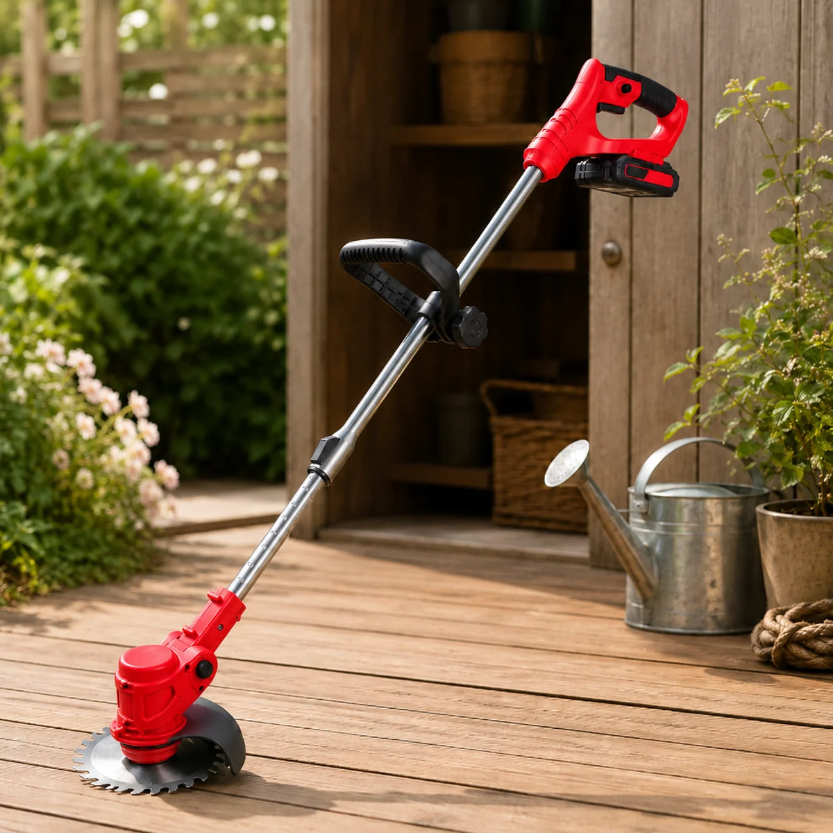 Desbrozadora inalámbrica 21V con mango ajustable ergonómico, ideal para jardinería, ligera y portátil para un fácil manejo 1