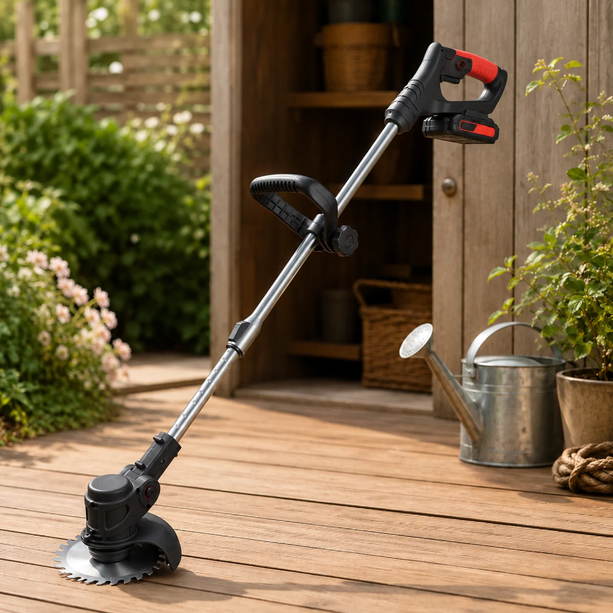 Desbrozadora inalámbrica 21V con mango ajustable ergonómico, ideal para jardinería, ligera y portátil para un fácil manejo 3
