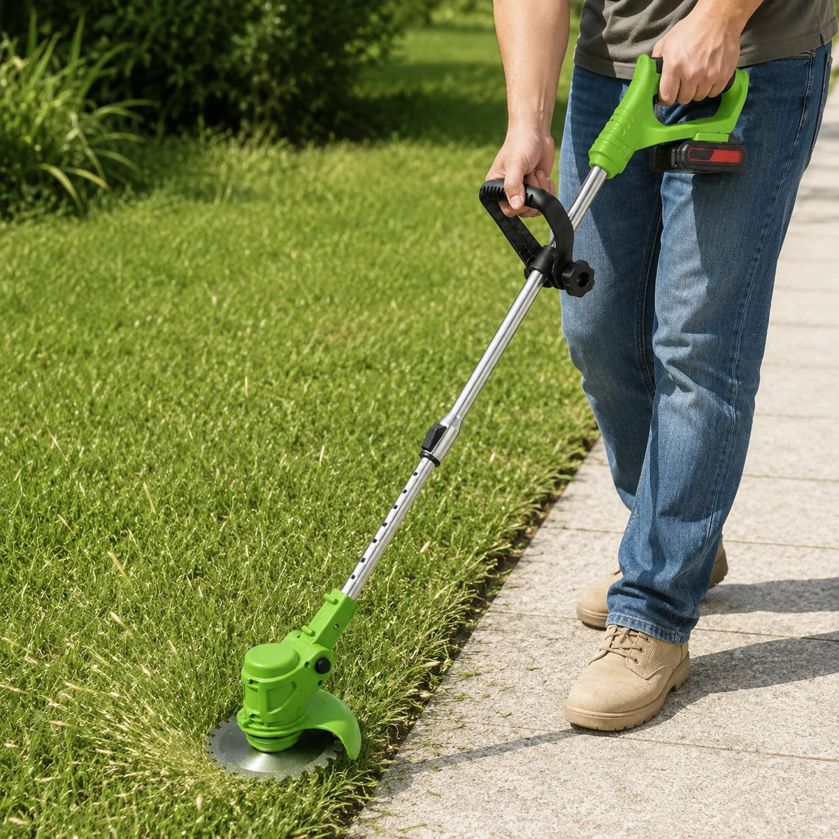 Desbrozadora inalámbrica 21V con mango ajustable ergonómico, ideal para jardinería, ligera y portátil para un fácil manejo 4