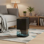Deshumidificador de aire portátil silencioso con diseño compacto, ideal para usar en dormitorios y oficinas, ayudando a mantener ambientes frescos y secos. 1